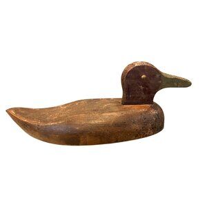 PRIMITIVE ANTIQUE HAND PAINTED CARVED WOOD WORKING DUCK DECOY WILDFOWL HUNTING !